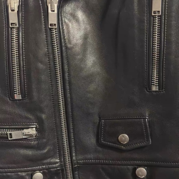 Authentic Saint Laurent Black Leather Moto Jacket - Picture 5 of 8